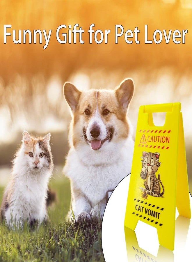 Zeptrix Cat Vomit Caution Sign 3Pcs Funny Mini Cat Warning Overstimulated Desk Signs for Cat Mom Dad Perfect Gag Gift for Women Men Pet Owners Best Friends Humor Enthusiasts Cat Themed Home Office Decorations - Image 5
